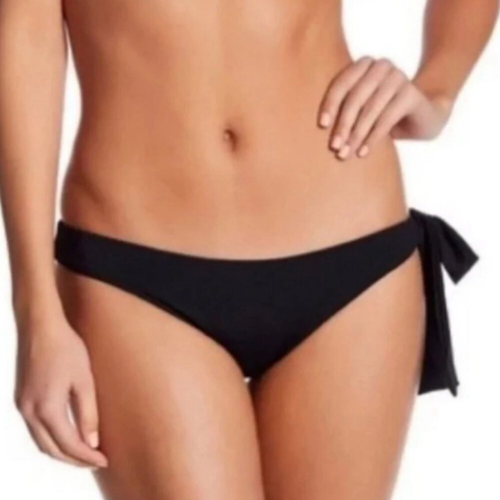 Tavik Goldie Self Side Tie Cheeky Style Low Rise Bikini Swim Bottom Black - NWT